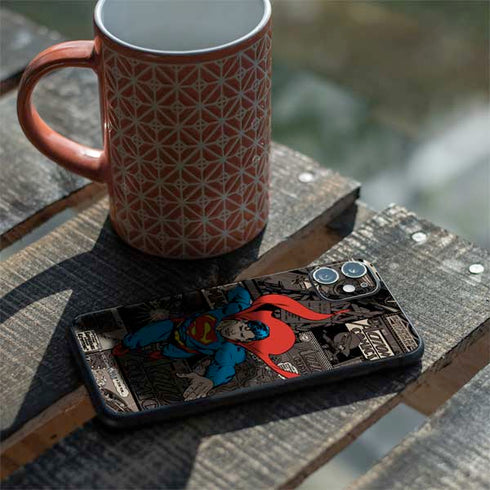 DC Comics Superman Vintage Action pose pattern iPhone 11 Skin